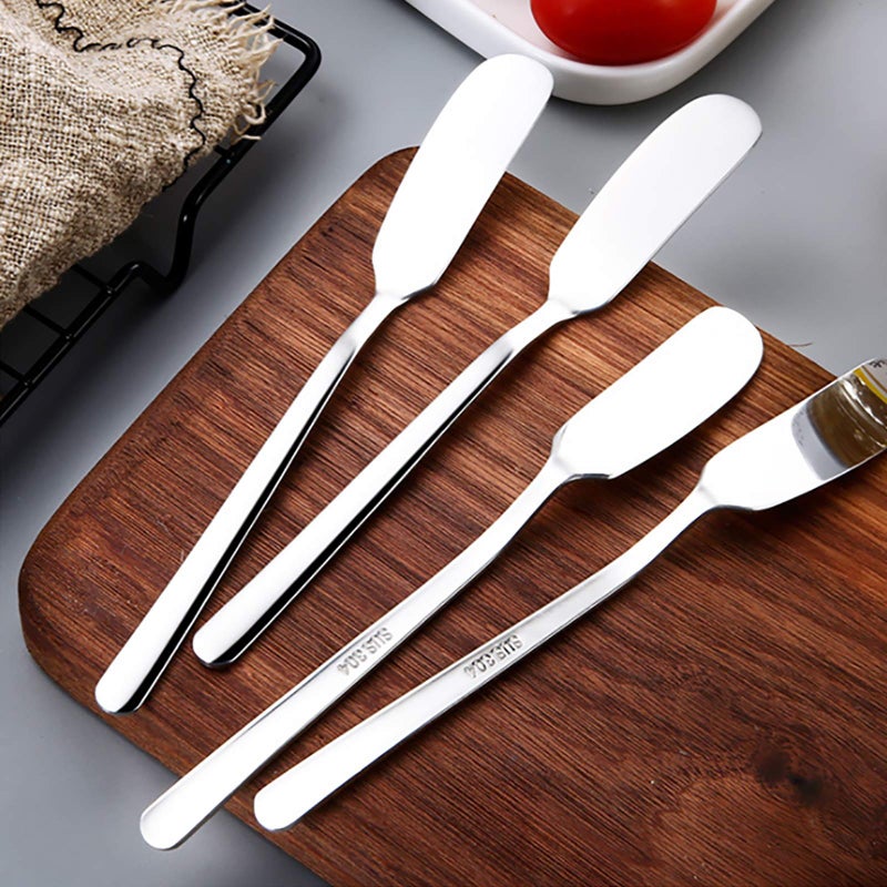 VANRA Cheese Spreader Knife Set 4-Piece Stainless Steel Butter Knife Small Sandwich Condiment Jam Bread Cream Canape Knives Spatula 6.5-inch - Image 2